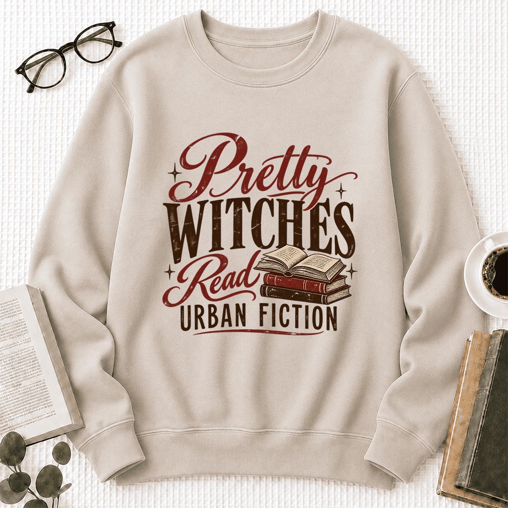 Pretty Witches Read Urban Fiction Crewneck Sweatshirt | Bold Book Lover Gift Sand