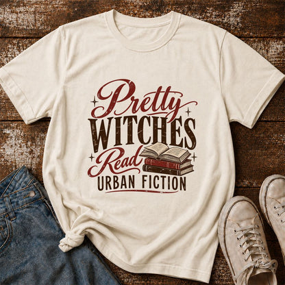 Pretty Witches Read Urban Fiction Printed T-Shirt | Bold Book Lover Gift Natural
