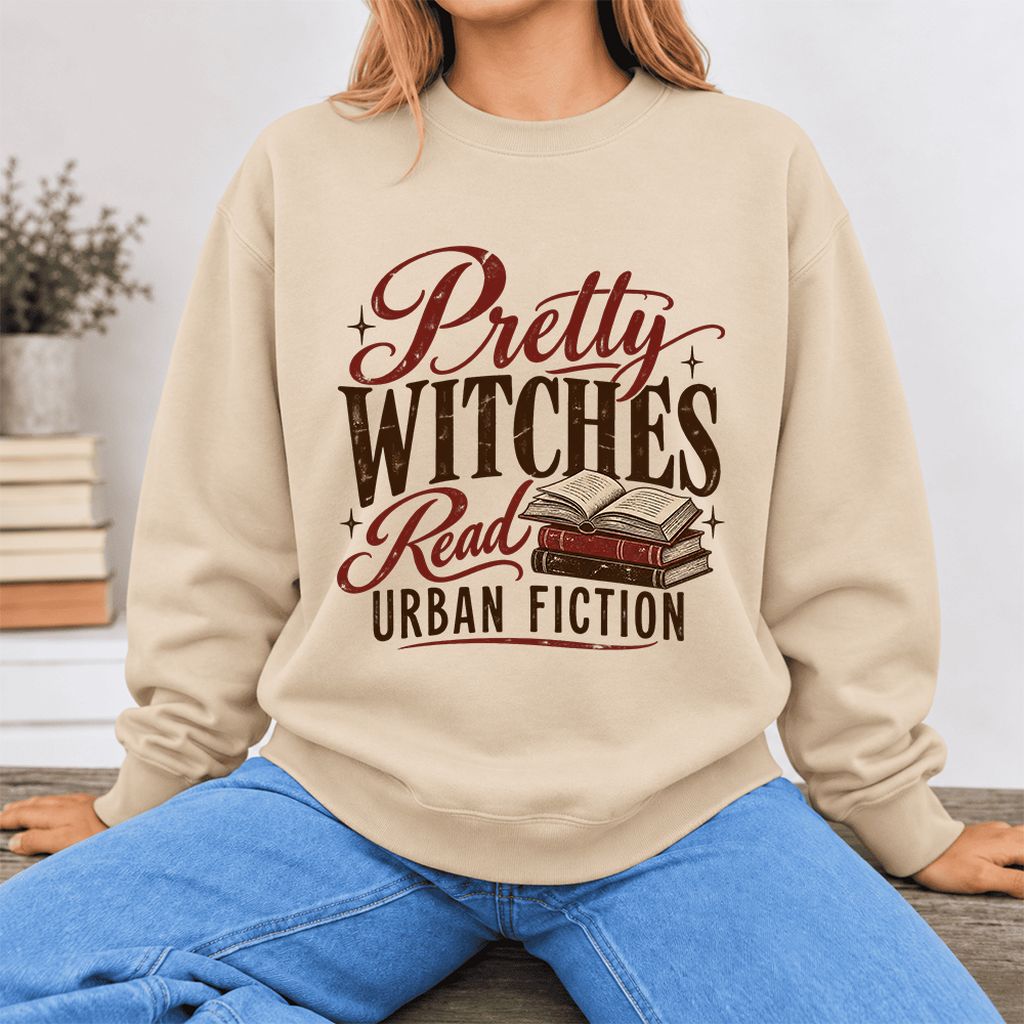 Pretty Witches Read Urban Fiction Softstyle Sweatshirt | Bold Book Lover Gift Sand