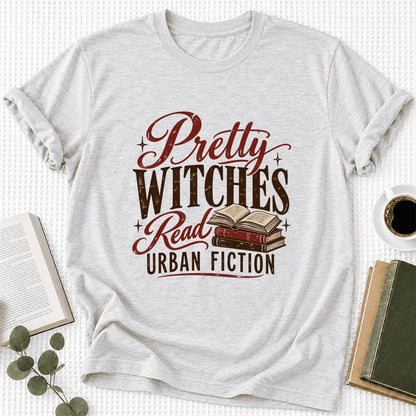 Pretty Witches Read Urban Fiction Ultra-Soft Cotton T-Shirt | Reader Gift Ash