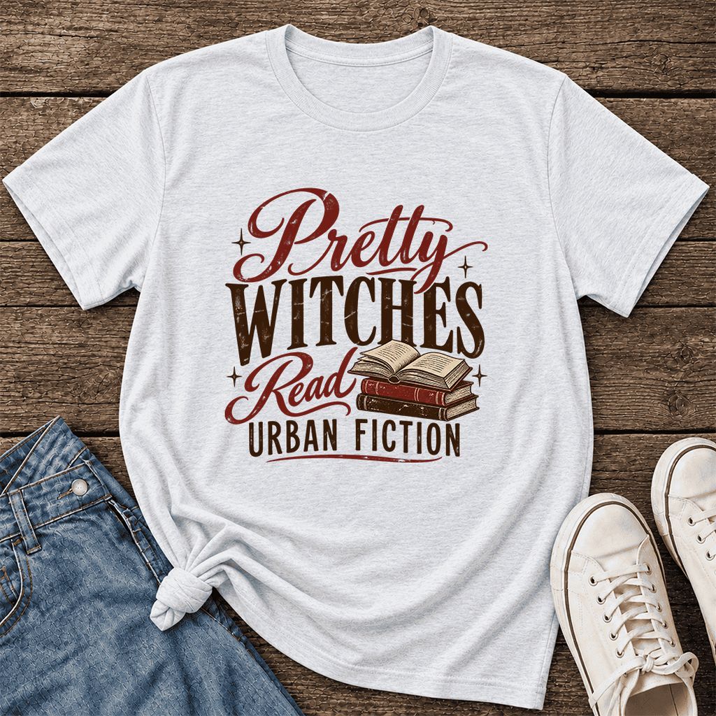 Pretty Witches Read Urban Fiction Ultra-Soft Cotton T-Shirt | Reader Gift Ash