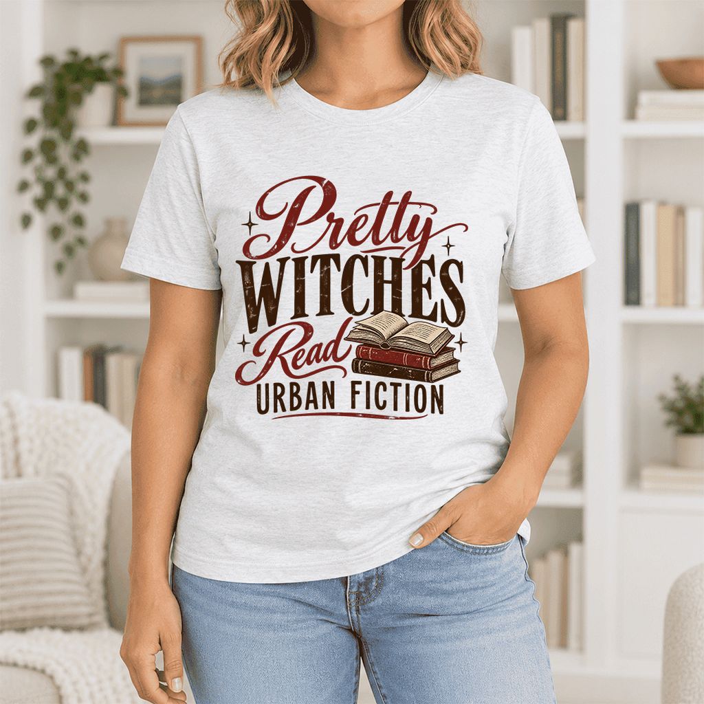 Pretty Witches Read Urban Fiction Ultra-Soft Cotton T-Shirt | Reader Gift Ash