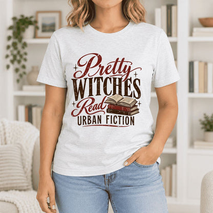 Pretty Witches Read Urban Fiction Ultra-Soft Cotton T-Shirt | Reader Gift Ash