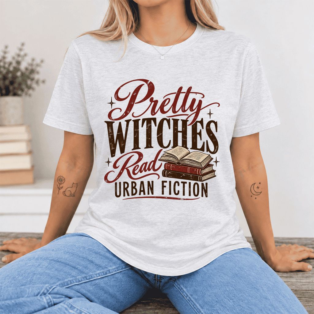 Pretty Witches Read Urban Fiction Ultra-Soft Cotton T-Shirt | Reader Gift Ash