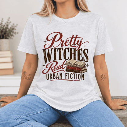Pretty Witches Read Urban Fiction Ultra-Soft Cotton T-Shirt | Reader Gift Ash