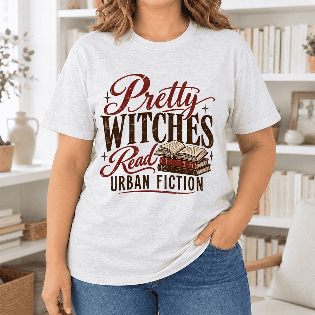 Pretty Witches Read Urban Fiction Ultra-Soft Cotton T-Shirt | Reader Gift Ash
