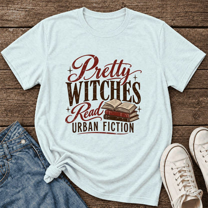Pretty Witches Read Urban Fiction Ultra-Soft Cotton T-Shirt | Reader Gift Heather Ice Blue