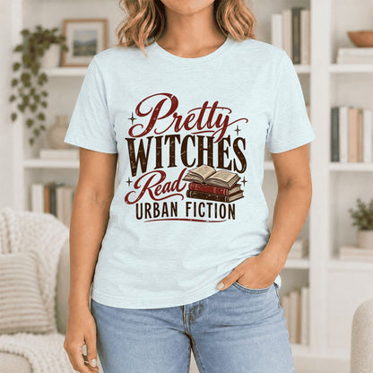 Pretty Witches Read Urban Fiction Ultra-Soft Cotton T-Shirt | Reader Gift Heather Ice Blue