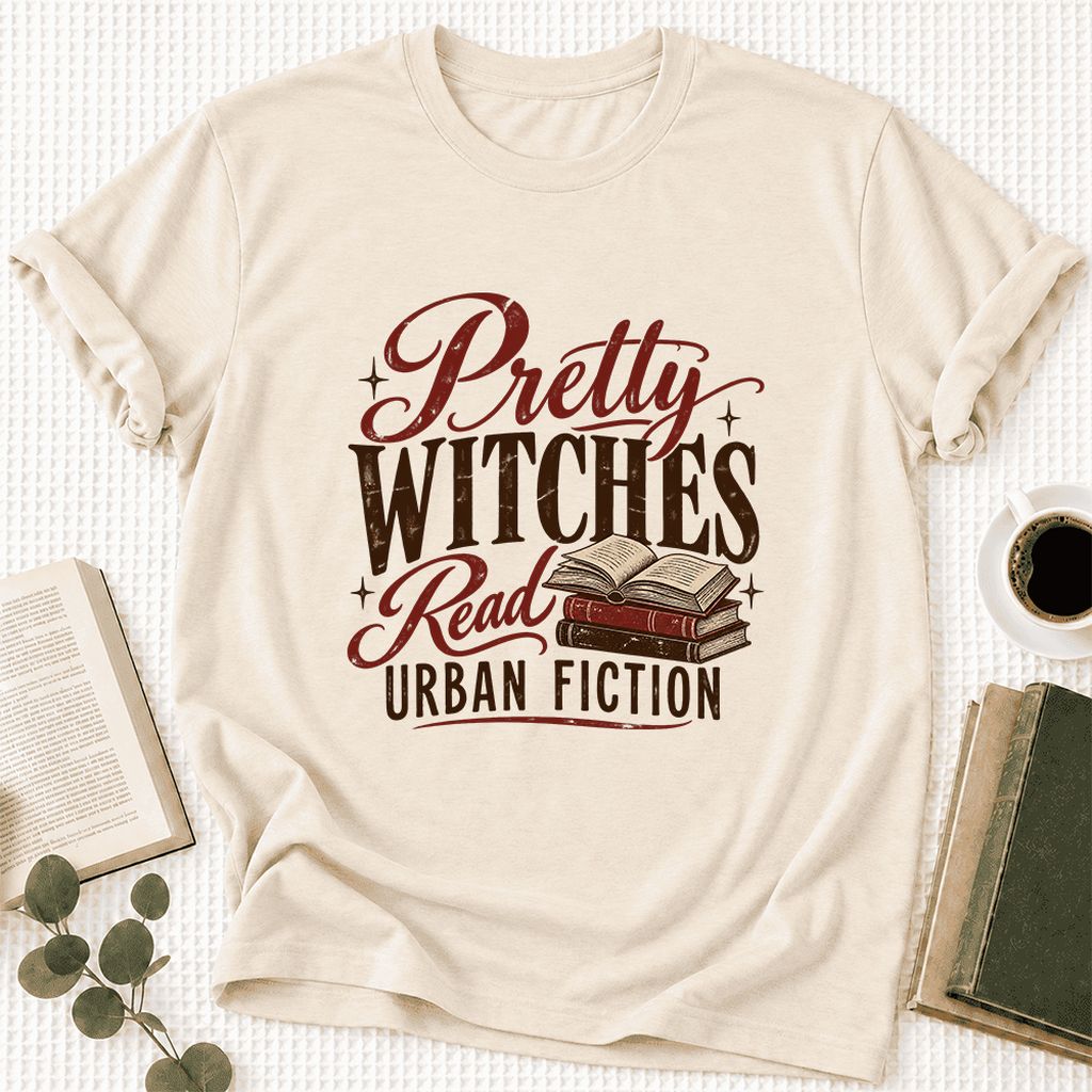 Pretty Witches Read Urban Fiction Ultra-Soft Cotton T-Shirt | Reader Gift Natural