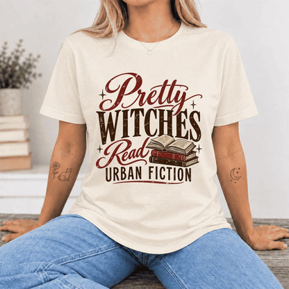 Pretty Witches Read Urban Fiction Ultra-Soft Cotton T-Shirt | Reader Gift Natural