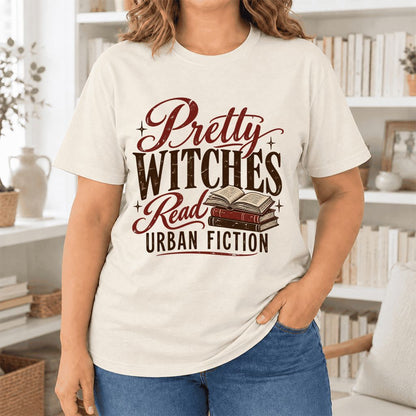 Pretty Witches Read Urban Fiction Ultra-Soft Cotton T-Shirt | Reader Gift Natural