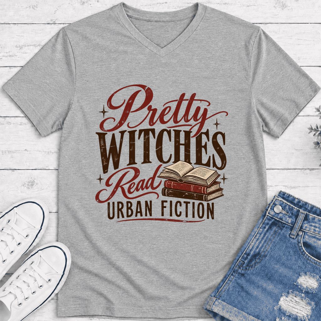 Pretty Witches Read Urban Fiction Ultra-Soft V-Neck | Bold Book Lover Gift Athletic Heather