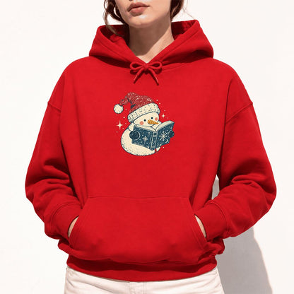 Reading Snowman Christmas Softstyle Hoodie | Cozy Christmas Reader Gift Red