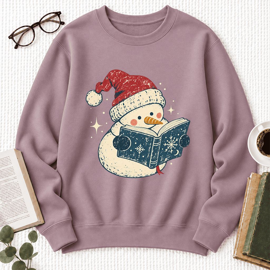Reading Snowman Christmas Softstyle Sweatshirt | Cozy Christmas Reader Gift Paragon