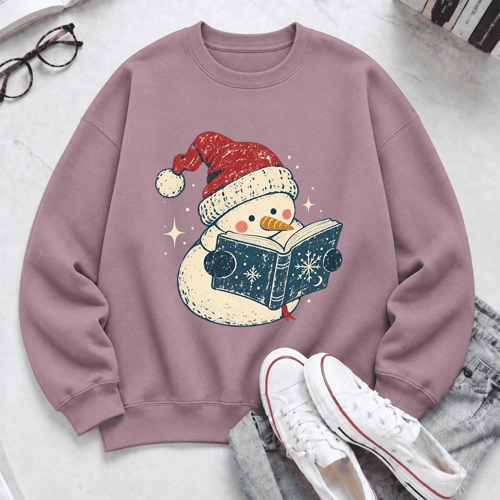 Reading Snowman Christmas Softstyle Sweatshirt | Cozy Christmas Reader Gift Paragon