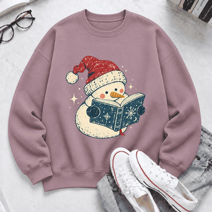 Reading Snowman Christmas Softstyle Sweatshirt | Cozy Christmas Reader Gift Paragon
