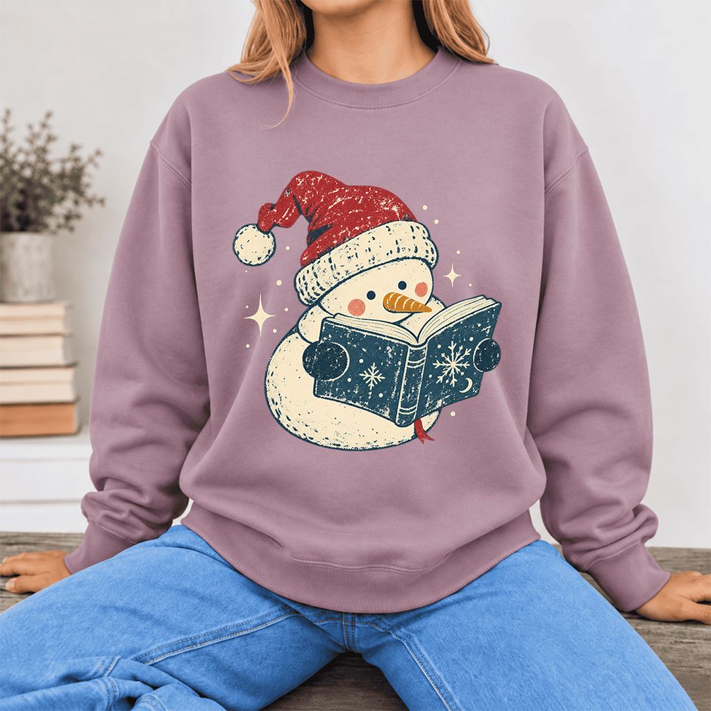 Reading Snowman Christmas Softstyle Sweatshirt | Cozy Christmas Reader Gift Paragon