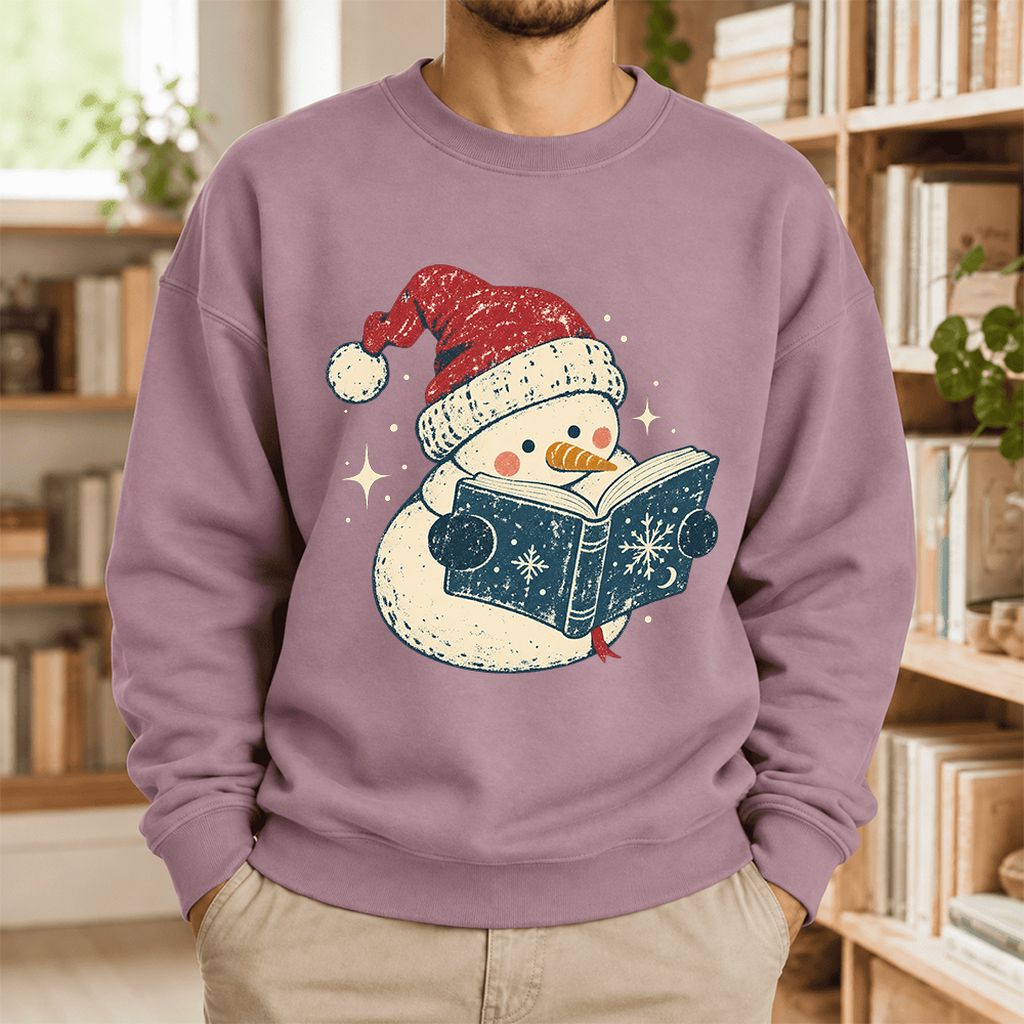 Reading Snowman Christmas Softstyle Sweatshirt | Cozy Christmas Reader Gift Paragon