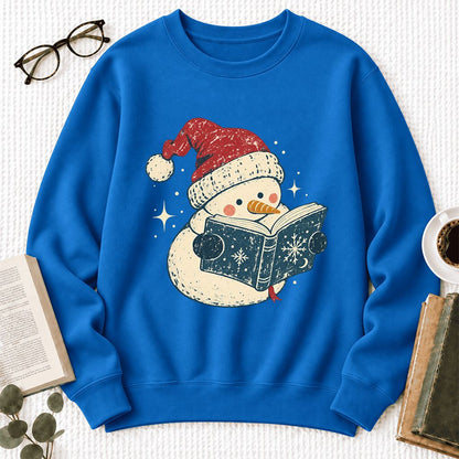 Reading Snowman Christmas Softstyle Sweatshirt | Cozy Christmas Reader Gift Royal