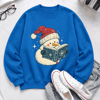 Reading Snowman Christmas Softstyle Sweatshirt | Cozy Christmas Reader Gift Royal