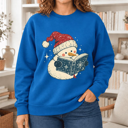 Reading Snowman Christmas Softstyle Sweatshirt | Cozy Christmas Reader Gift Royal