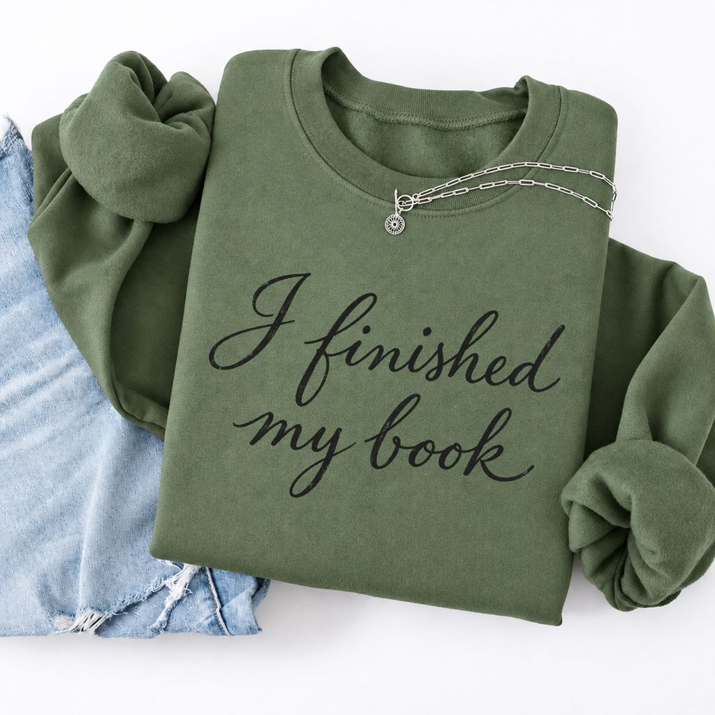 I Finished My Book Softstyle Sweatshirt | Book Lover Gift Military Green