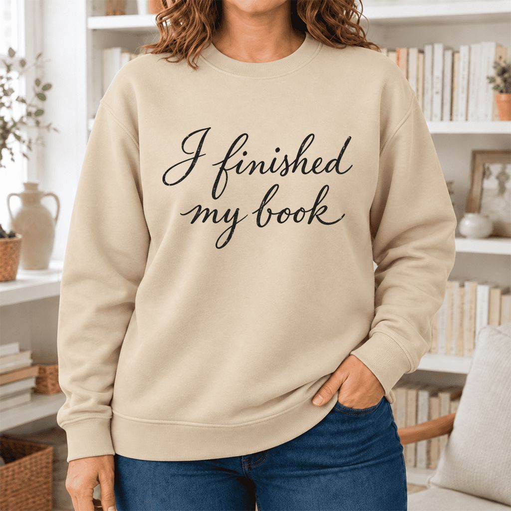 I Finished My Book Softstyle Sweatshirt | Book Lover Gift Sand