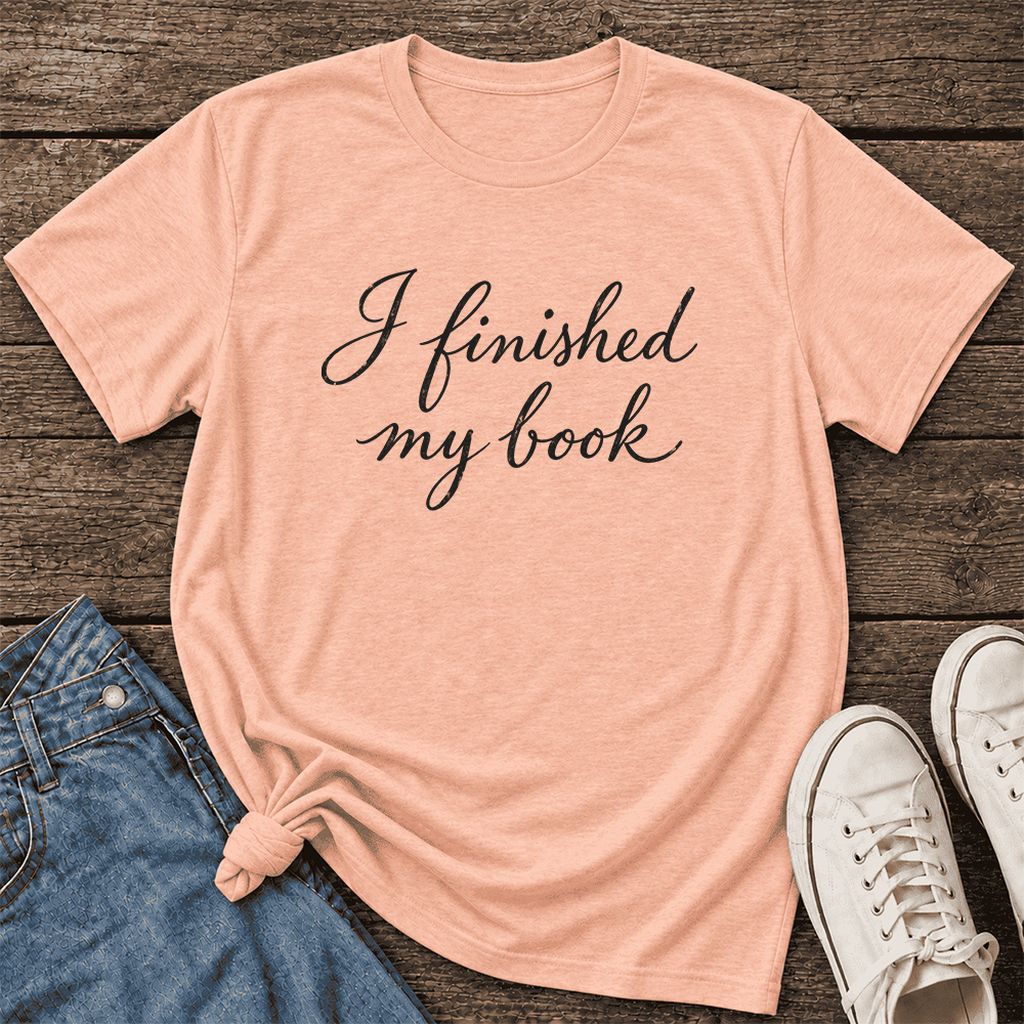 I Finished My Book Ultra-Soft Cotton T-Shirt | Book Lover Gift Heather Peach