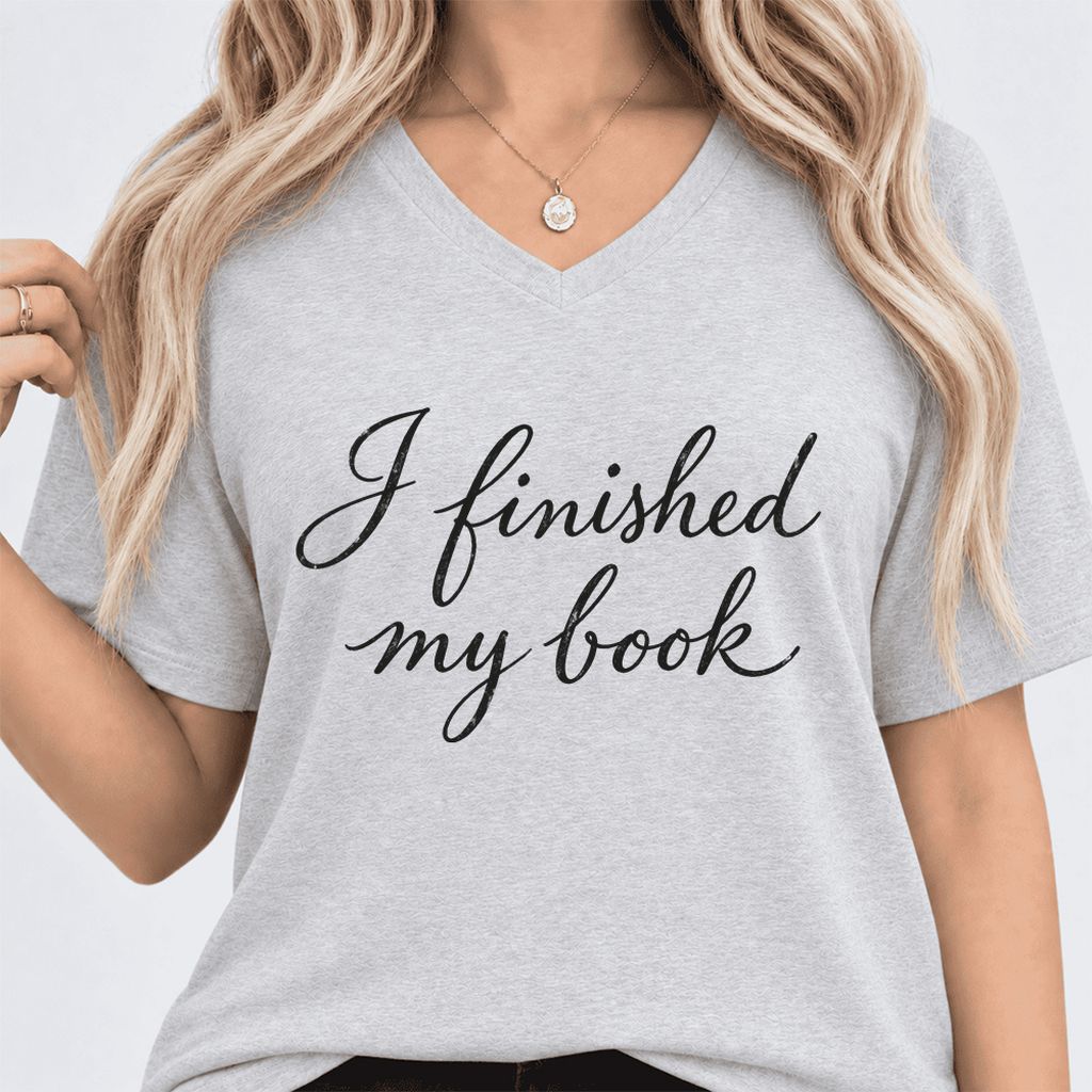I Finished My Book Ultra-Soft V-Neck | Book Lover Gift Ash