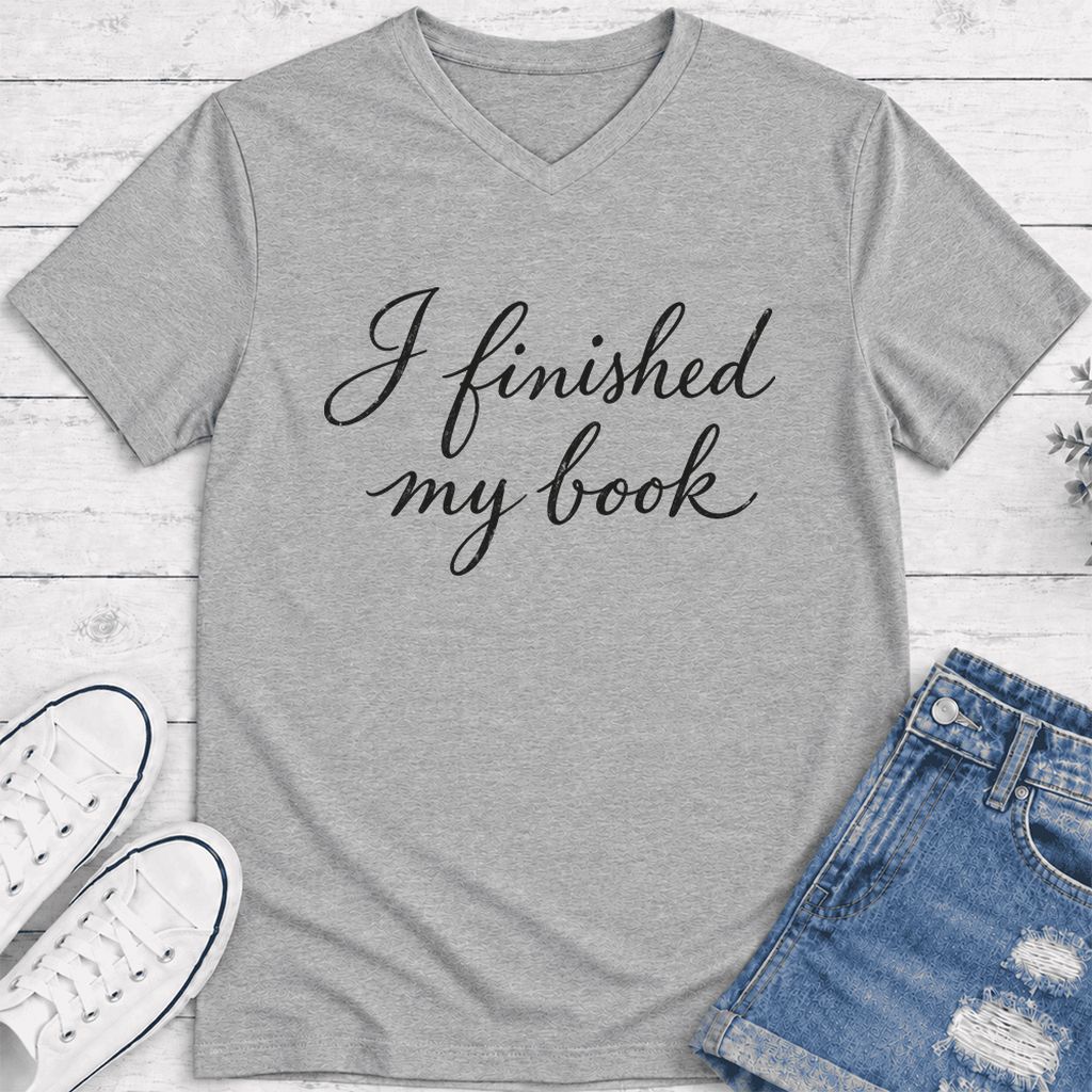 I Finished My Book Ultra-Soft V-Neck | Book Lover Gift Athletic Heather