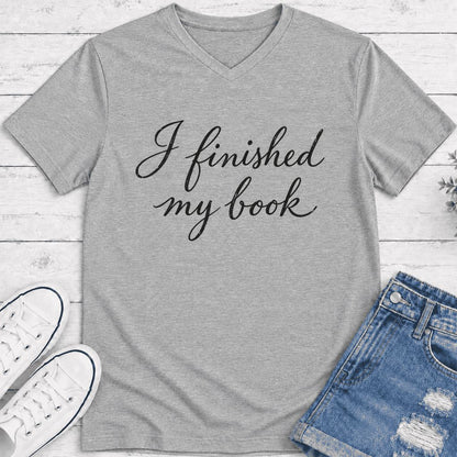I Finished My Book Ultra-Soft V-Neck | Book Lover Gift Athletic Heather