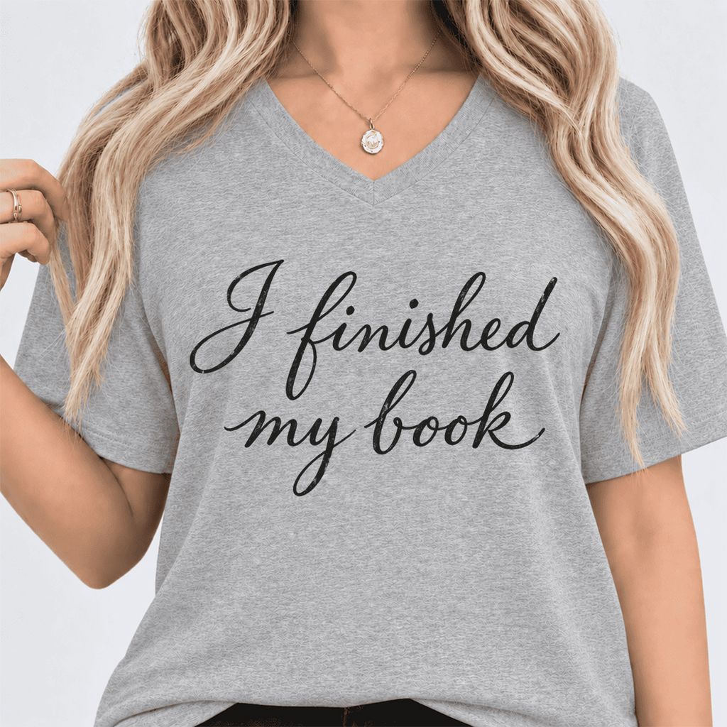 I Finished My Book Ultra-Soft V-Neck | Book Lover Gift Athletic Heather