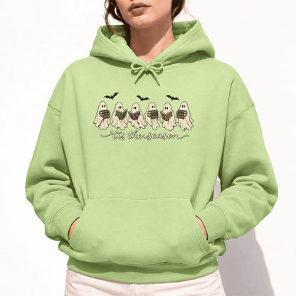 'Tis The Season Reading Ghosts Softstyle Hoodie | Halloween Book Lover Gift Pistachio