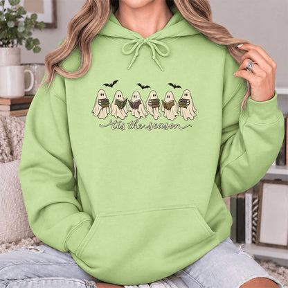 'Tis The Season Reading Ghosts Softstyle Hoodie | Halloween Book Lover Gift Pistachio