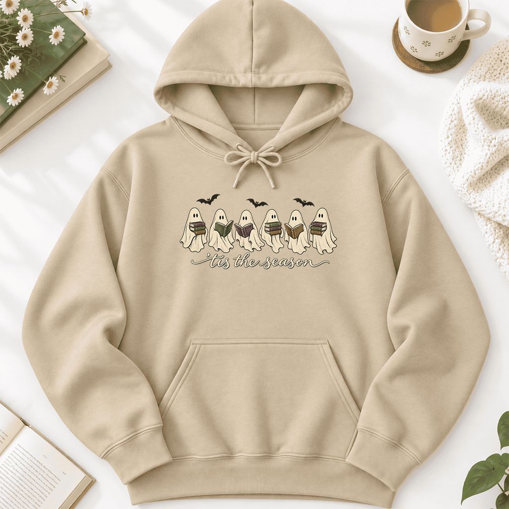'Tis The Season Reading Ghosts Softstyle Hoodie | Halloween Book Lover Gift Sand