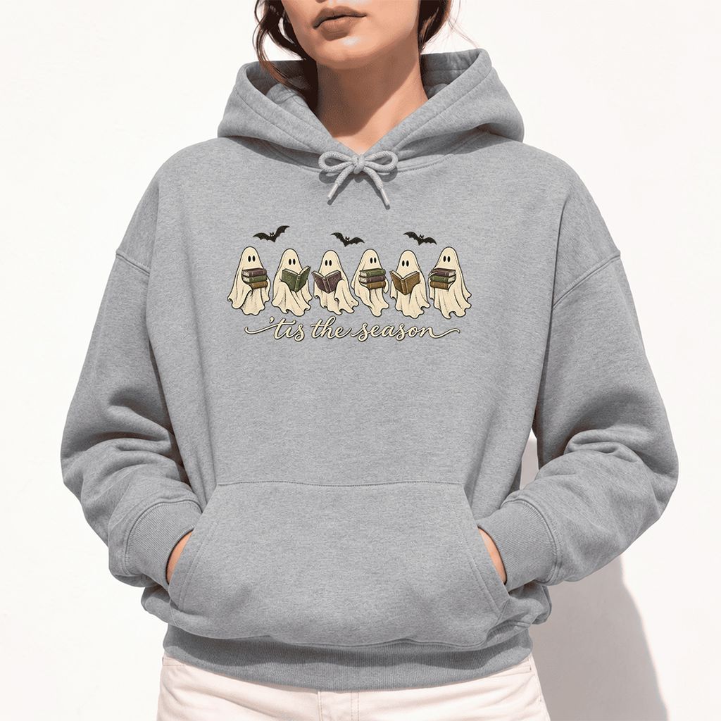 'Tis The Season Reading Ghosts Softstyle Hoodie | Halloween Book Lover Gift Sport Grey