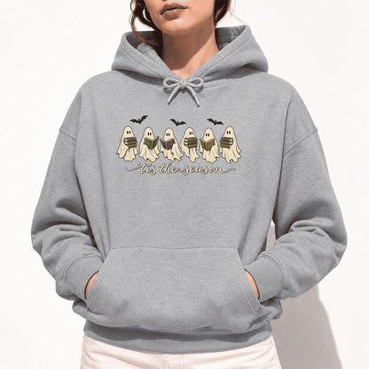 'Tis The Season Reading Ghosts Softstyle Hoodie | Halloween Book Lover Gift Sport Grey