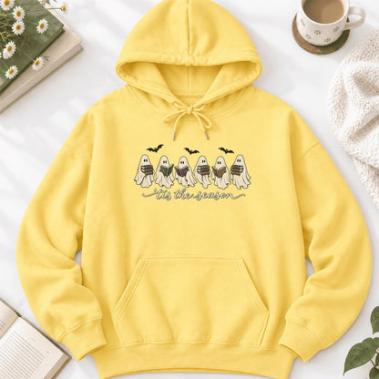 'Tis The Season Reading Ghosts Softstyle Hoodie | Halloween Book Lover Gift Yellow Haze