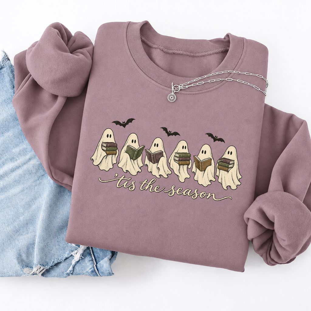 'Tis The Season Reading Ghosts Softstyle Sweatshirt | Halloween Book Lover Gift Paragon
