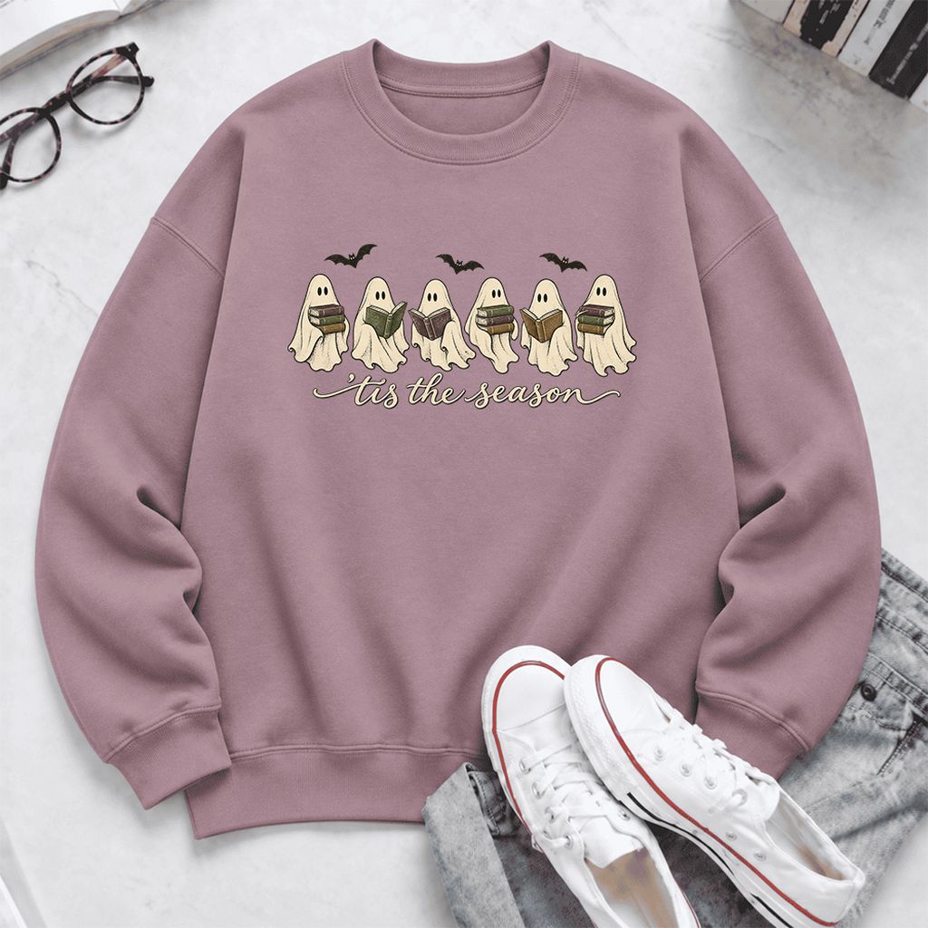'Tis The Season Reading Ghosts Softstyle Sweatshirt | Halloween Book Lover Gift Paragon