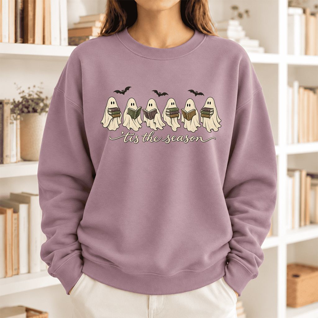 'Tis The Season Reading Ghosts Softstyle Sweatshirt | Halloween Book Lover Gift Paragon