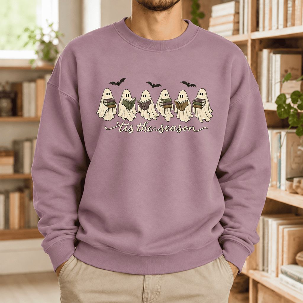 'Tis The Season Reading Ghosts Softstyle Sweatshirt | Halloween Book Lover Gift Paragon