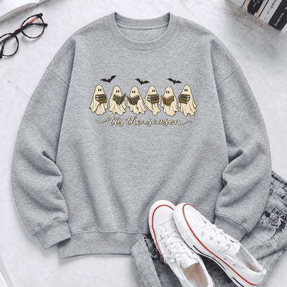 'Tis The Season Reading Ghosts Softstyle Sweatshirt | Halloween Book Lover Gift Sport Grey