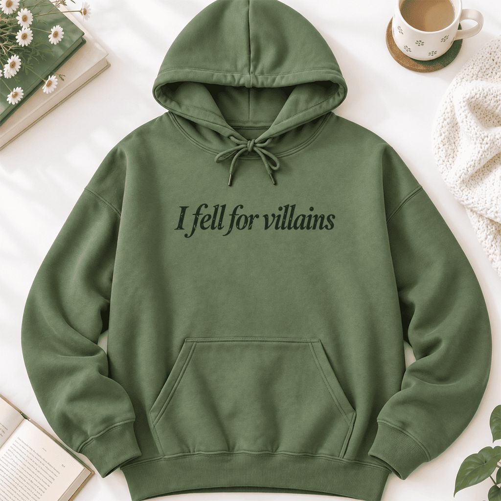 I Fell For Villains Softstyle Hoodie | Dark Romance Reader Gift Military Green