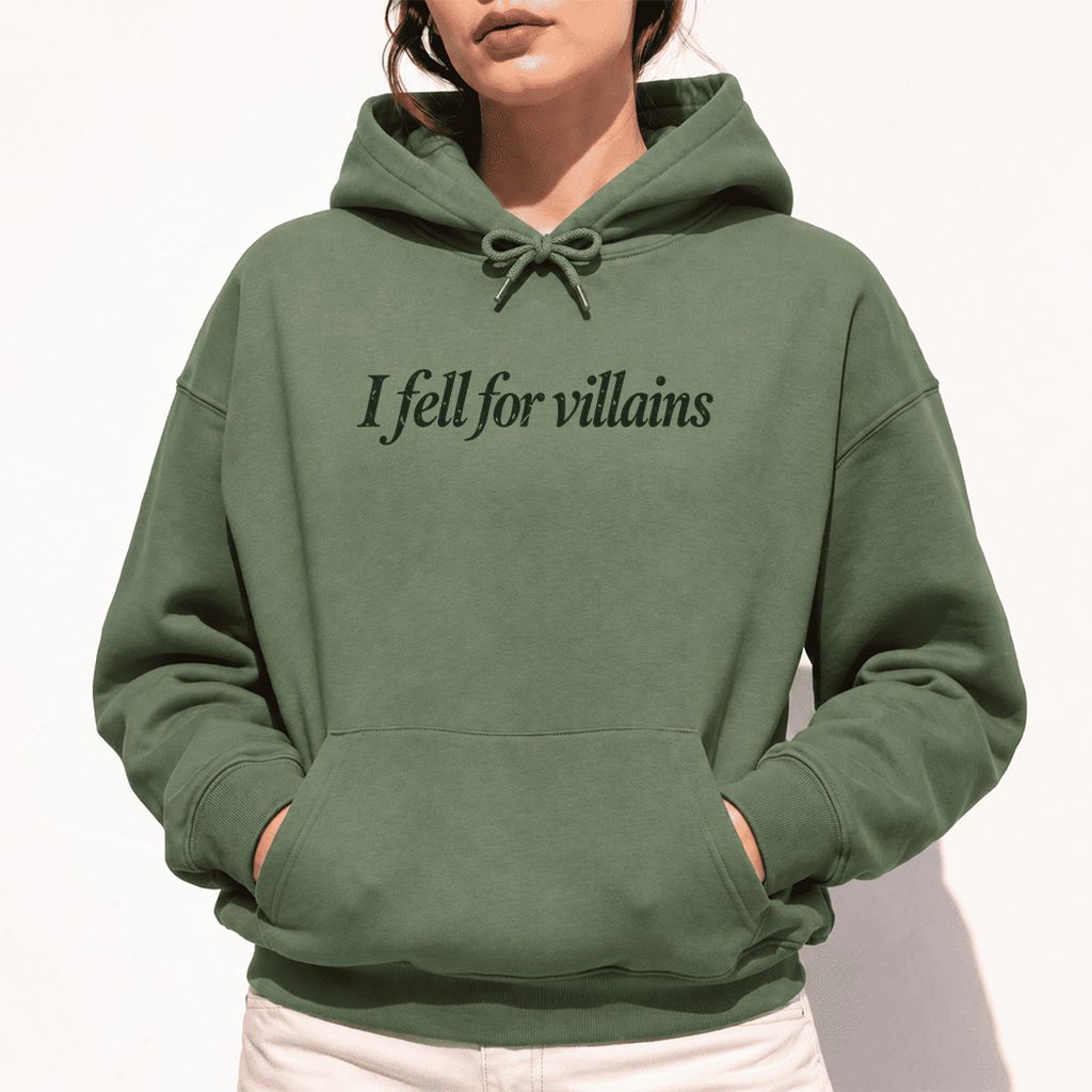 I Fell For Villains Softstyle Hoodie | Dark Romance Reader Gift Military Green