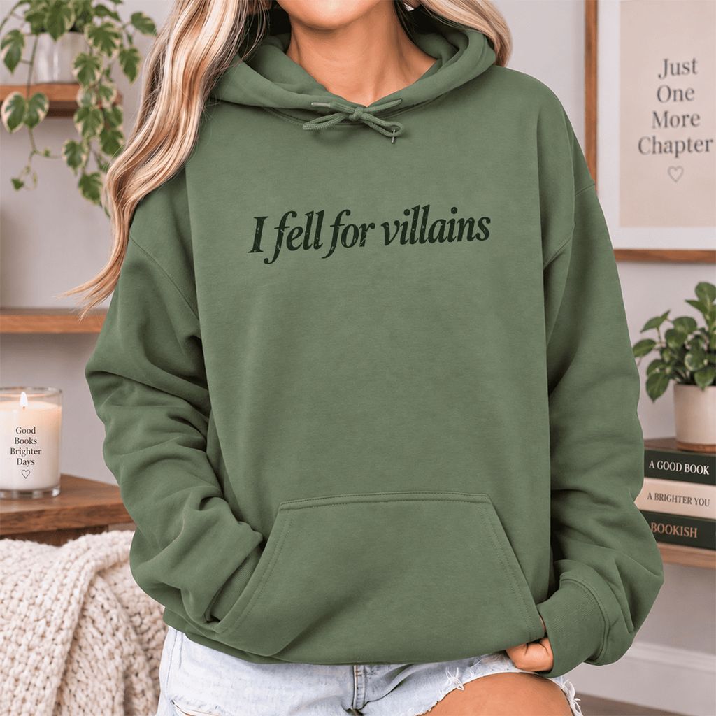 I Fell For Villains Softstyle Hoodie | Dark Romance Reader Gift Military Green