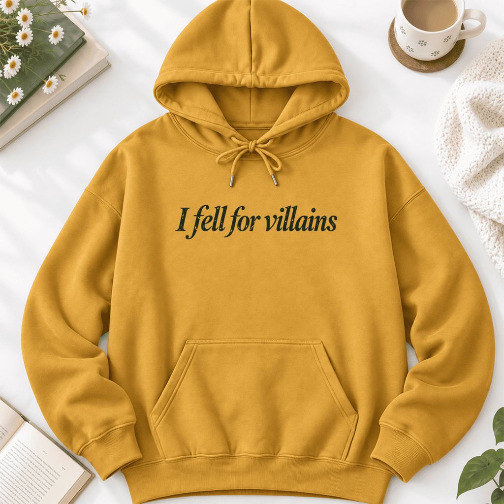 I Fell For Villains Softstyle Hoodie | Dark Romance Reader Gift Mustard