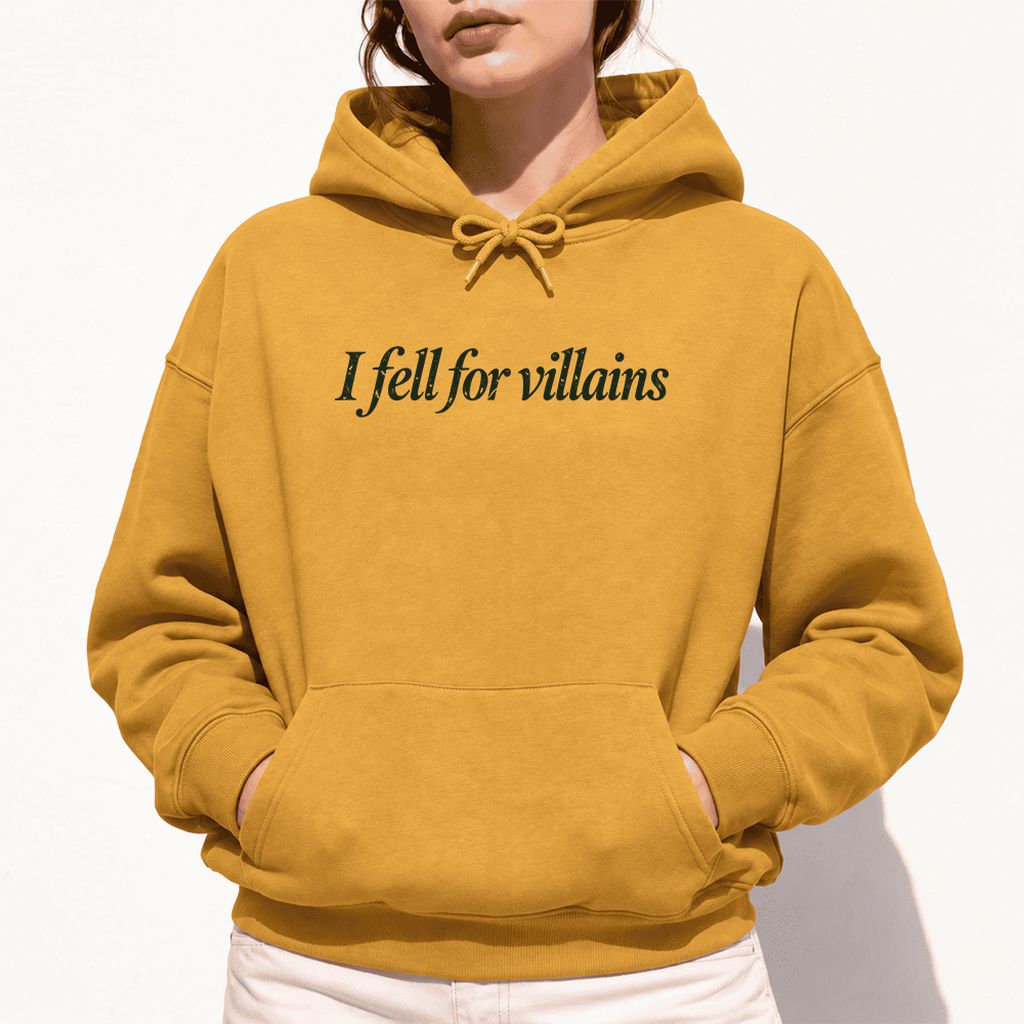 I Fell For Villains Softstyle Hoodie | Dark Romance Reader Gift Mustard