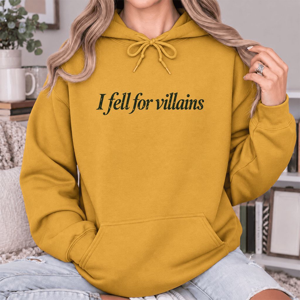 I Fell For Villains Softstyle Hoodie | Dark Romance Reader Gift Mustard
