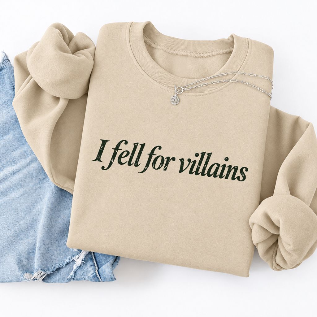 I Fell For Villains Softstyle Sweatshirt | Dark Romance Reader Gift Sand